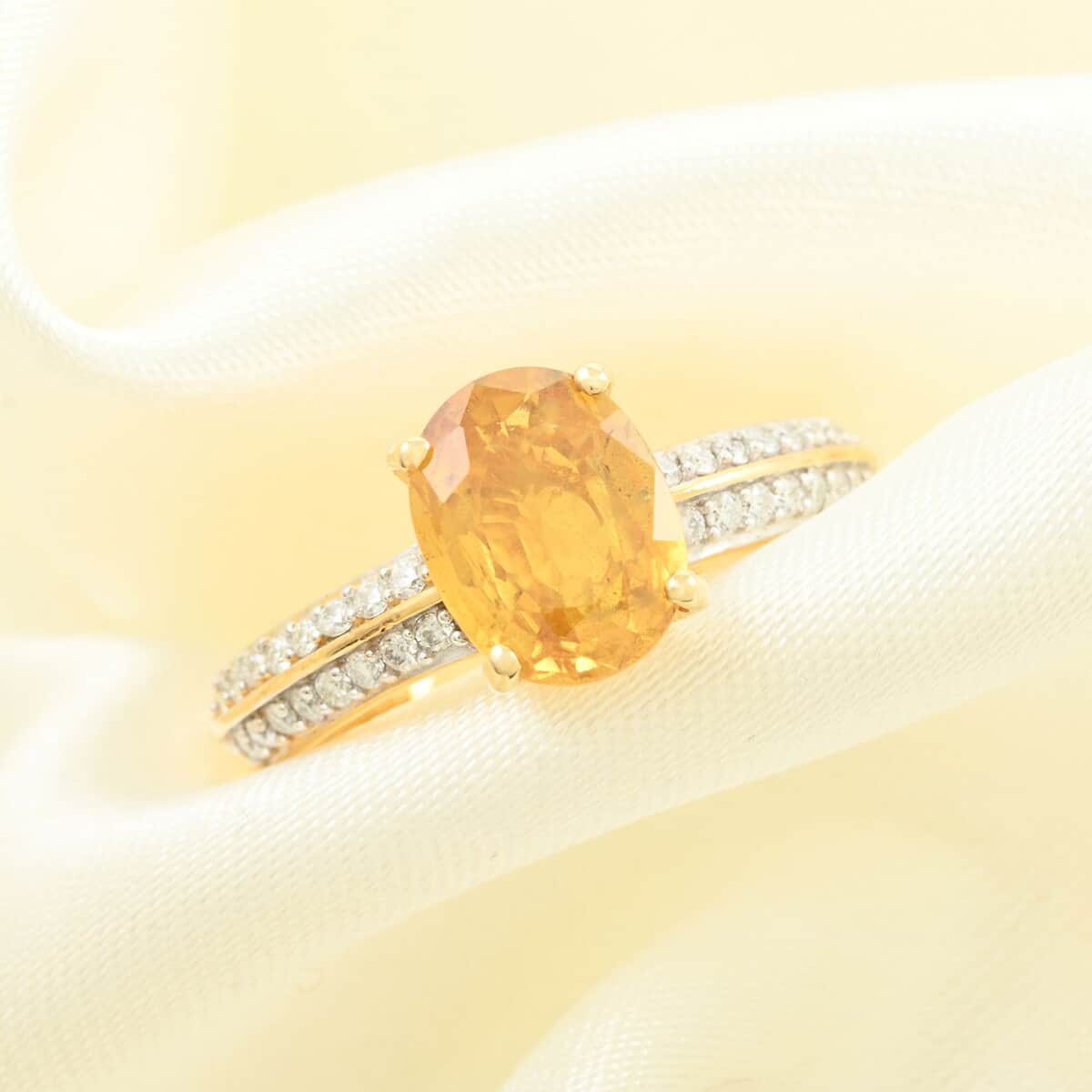 Premium Yellow Sapphire and Moissanite Ring in Vermeil Yellow Gold Over Sterling Silver (Size 7.0) 3.00 ctw image number 1