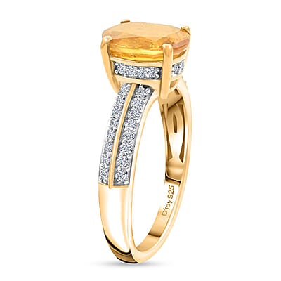 Premium Yellow Sapphire and Moissanite Ring in Vermeil Yellow Gold Over Sterling Silver (Size 7.0) 3.00 ctw