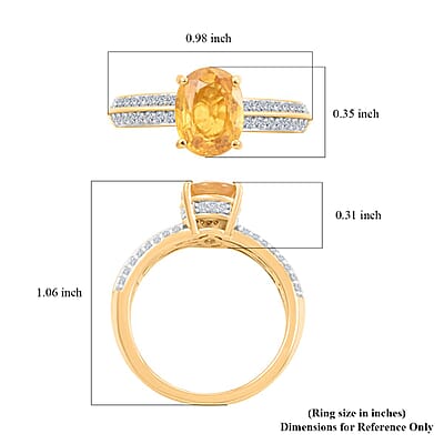 Premium Yellow Sapphire and Moissanite Ring in Vermeil Yellow Gold Over Sterling Silver (Size 7.0) 3.00 ctw