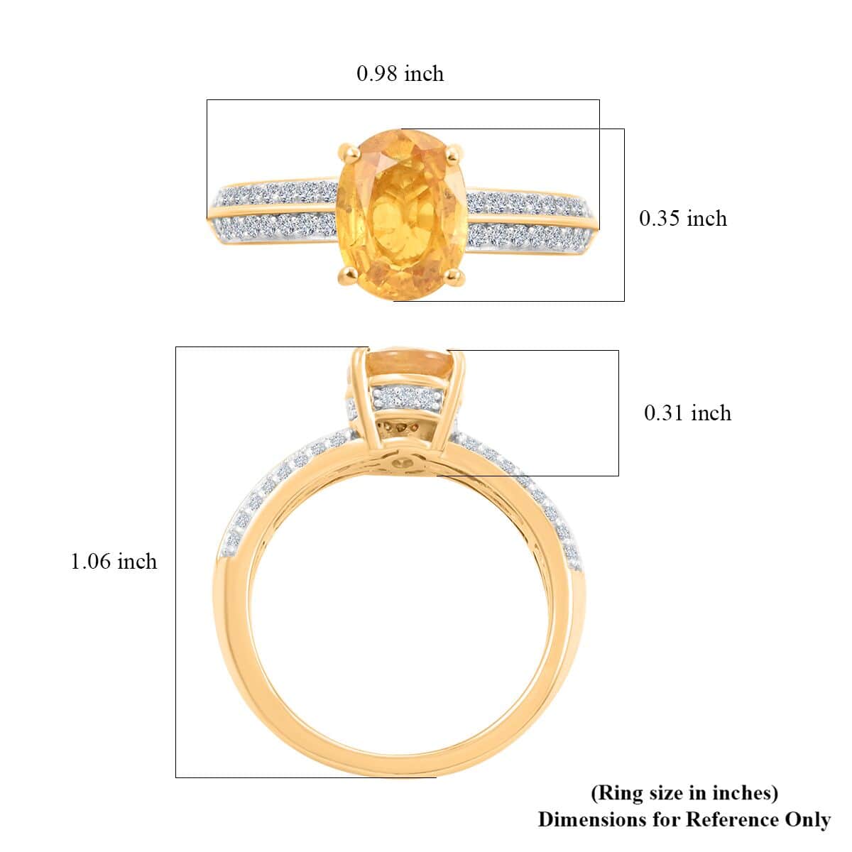 Premium Yellow Sapphire and Moissanite Ring in Vermeil Yellow Gold Over Sterling Silver (Size 7.0) 3.00 ctw image number 5
