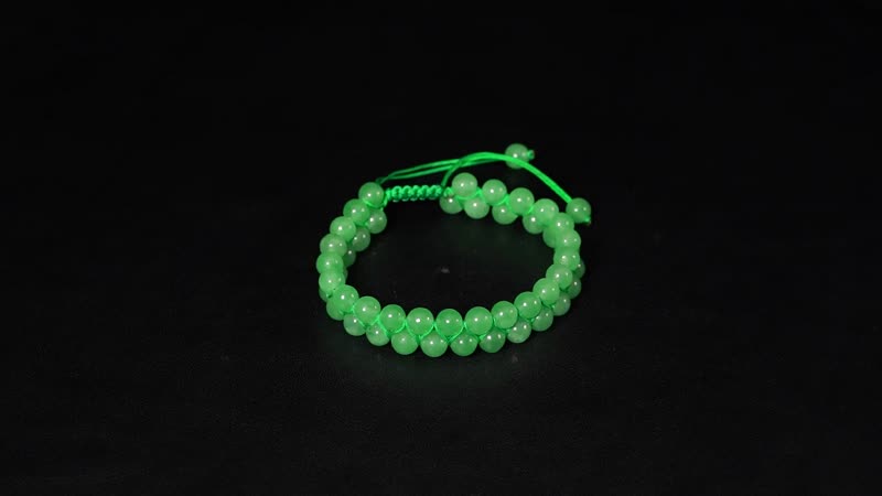 Green Jade Beaded 2 Row Shamballa Adjustable Bracelet 90.00 ctw