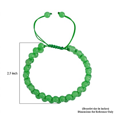 Green Jade (D) Beaded 2 Row Shamballa Adjustable Bracelet 90.00 ctw