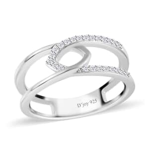 Moissanite Infinity Double Band Ring in Platinum Over Sterling Silver (Size 5.0) 0.40 ctw