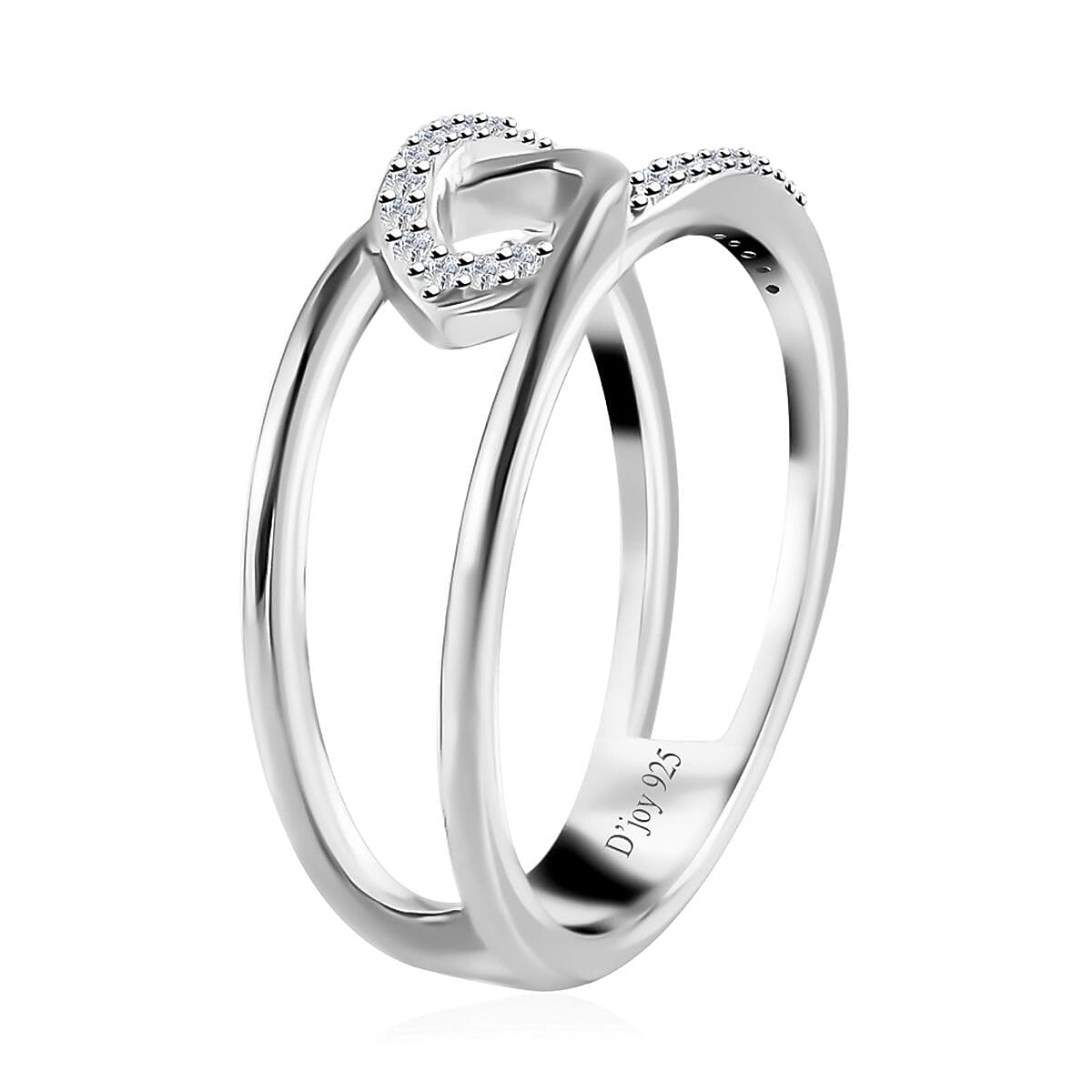 Moissanite Infinity Double Band Ring in Platinum Over Sterling Silver (Size 5.0) 0.40 ctw image number 3