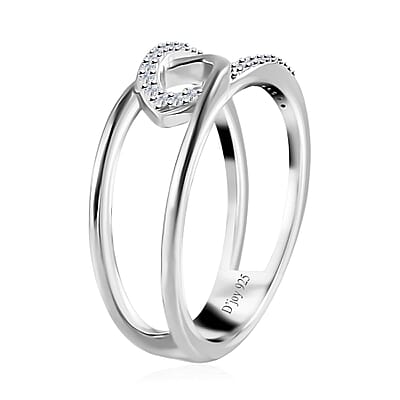 Moissanite Infinity Double Band Ring in Platinum Over Sterling Silver (Size 5.0) 0.40 ctw