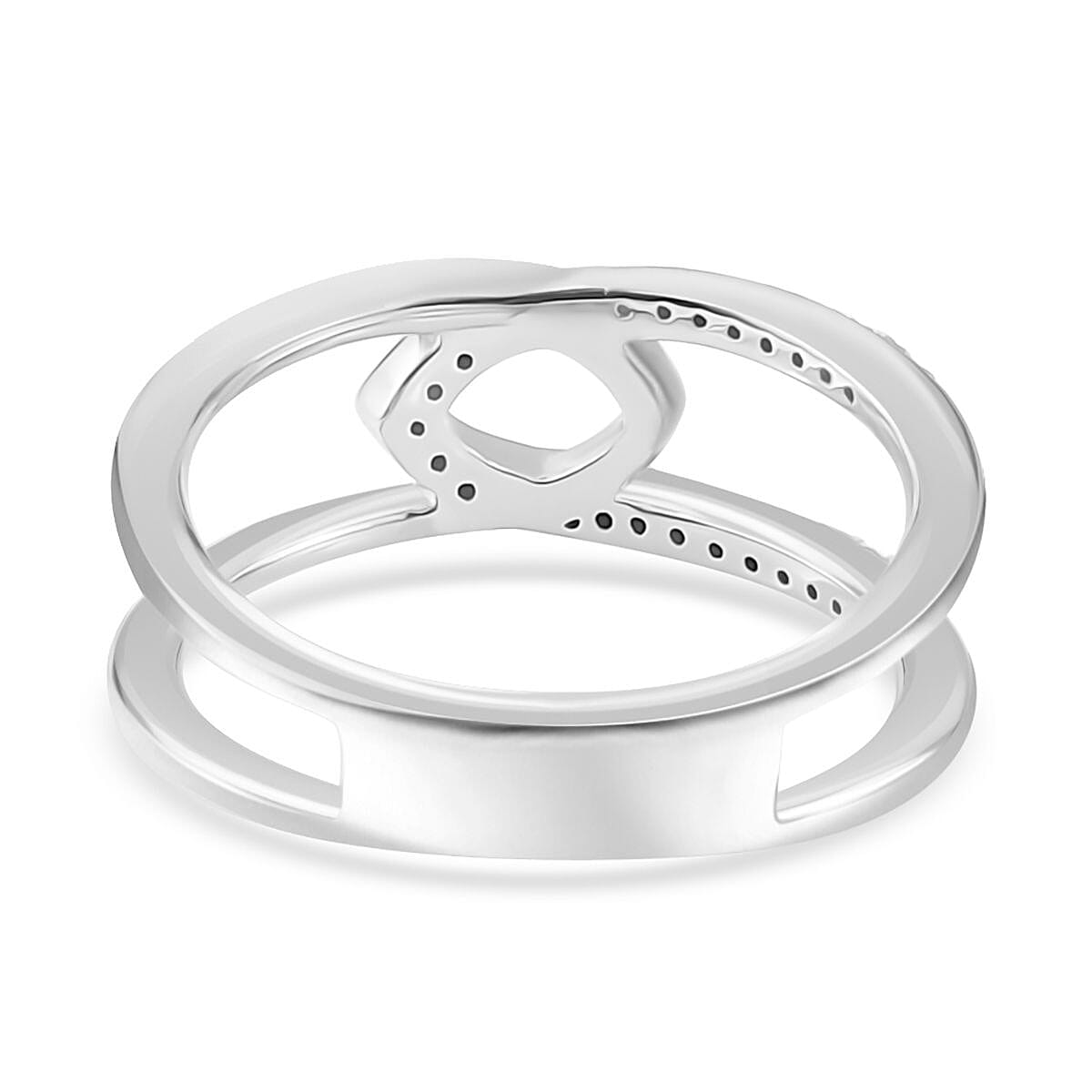 Moissanite Infinity Double Band Ring in Platinum Over Sterling Silver (Size 5.0) 0.40 ctw image number 4