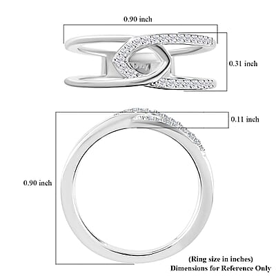 Moissanite Infinity Double Band Ring in Platinum Over Sterling Silver (Size 5.0) 0.40 ctw