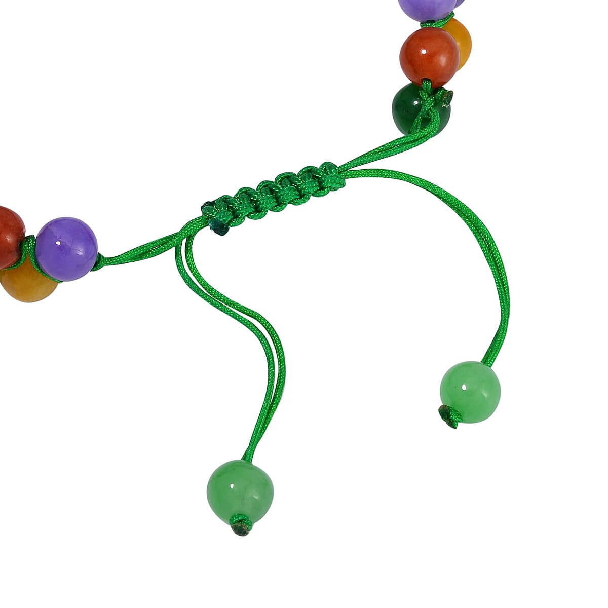 Multi Color Jade (D) Beaded 2 Row Shamballa Adjustable Bracelet 90.00 ctw image number 2