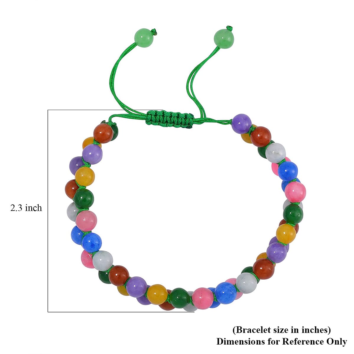 Multi Color Jade (D) Beaded 2 Row Shamballa Adjustable Bracelet 90.00 ctw image number 3