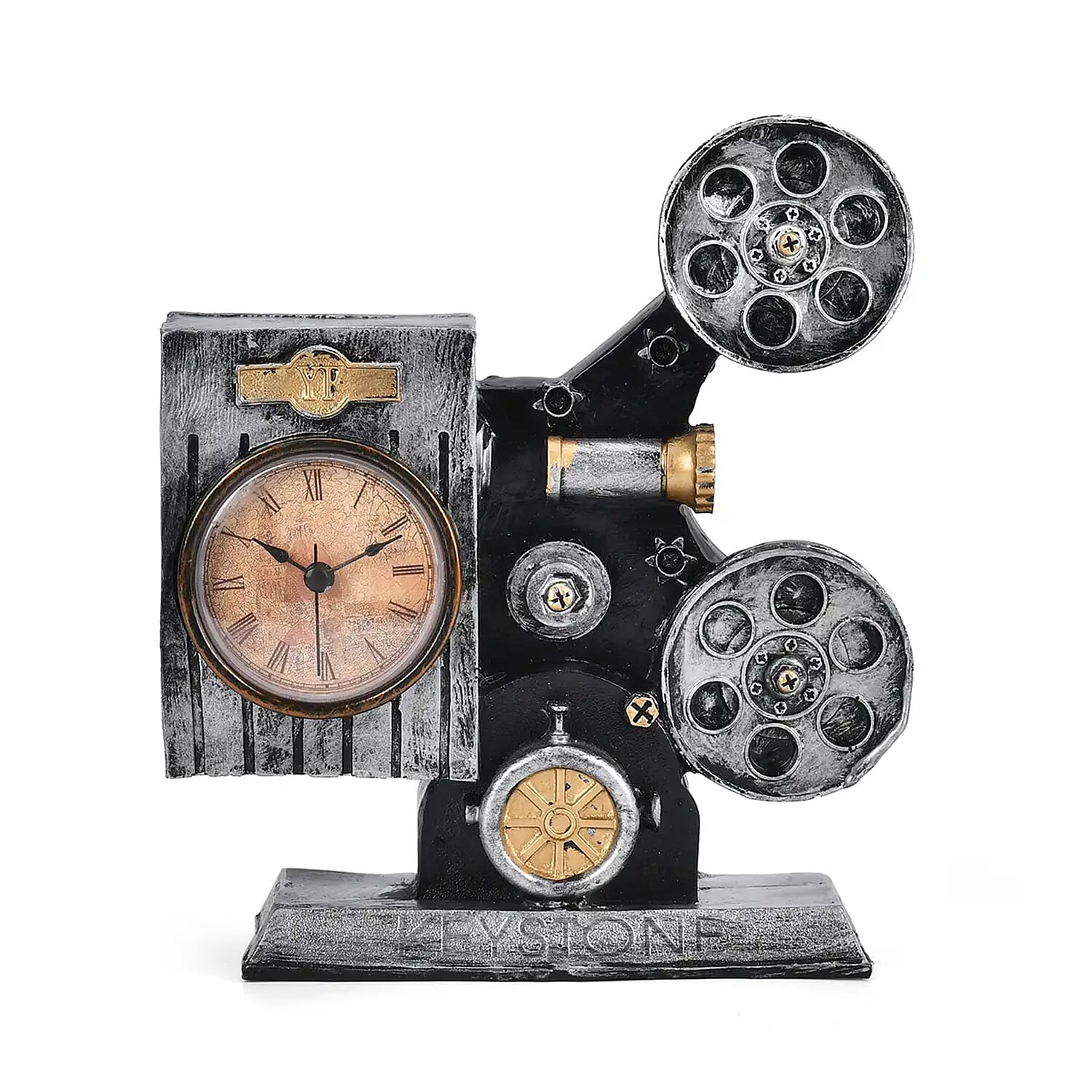 Vintage Movie Projector Pattern Resin Clock (AA Battery Not Included)