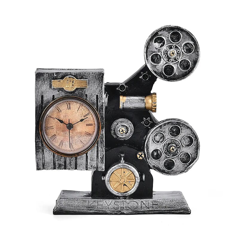 Vintage Movie Projector Pattern Resin Clock (AA Battery Not Included)