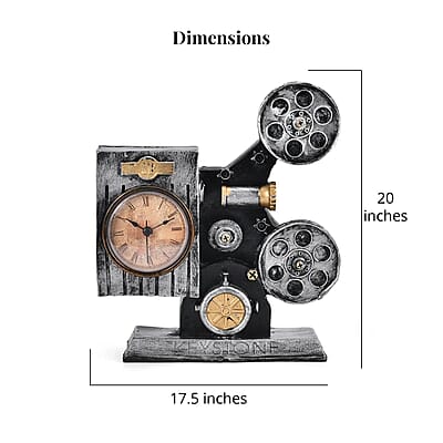 Vintage Movie Projector Pattern Resin Clock (AA Battery Not Included)