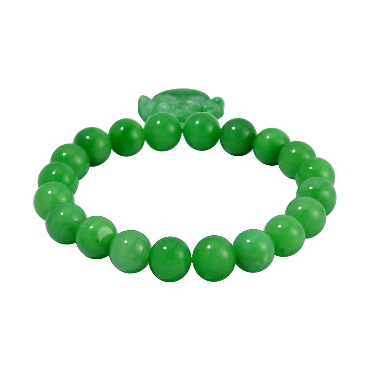 Green Jade (D) Carved Buddha and Beaded Stretch Bracelet 178.00 ctw image number 3