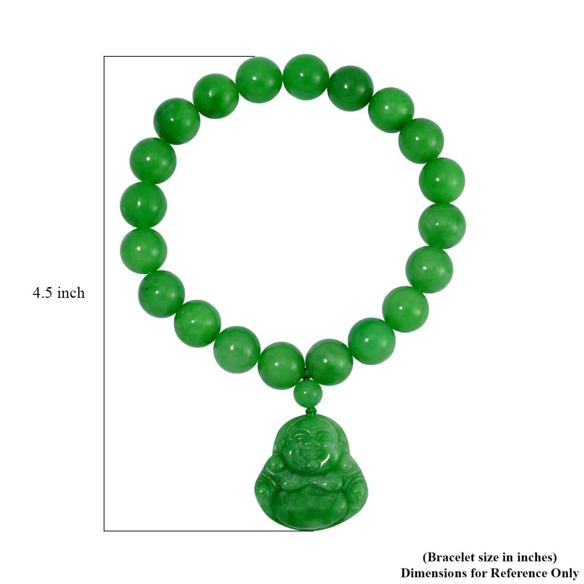 Green Jade (D) Carved Buddha and Beaded Stretch Bracelet 178.00 ctw image number 5