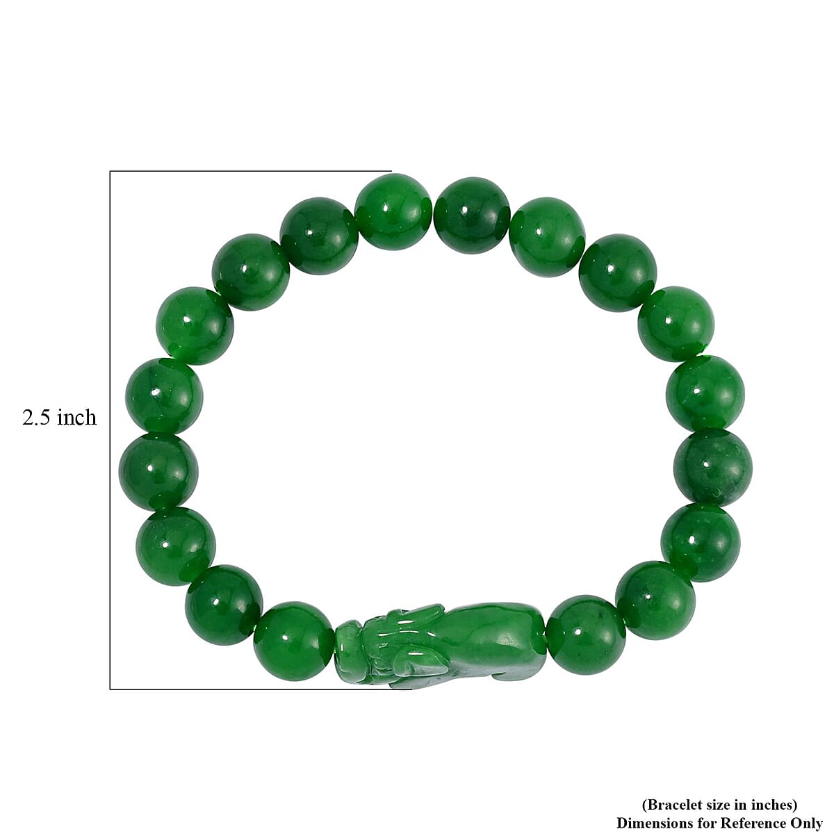 Green Jade (D) 178.00 ctw Carved Elephant and Beaded Stretch Bracelet image number 4