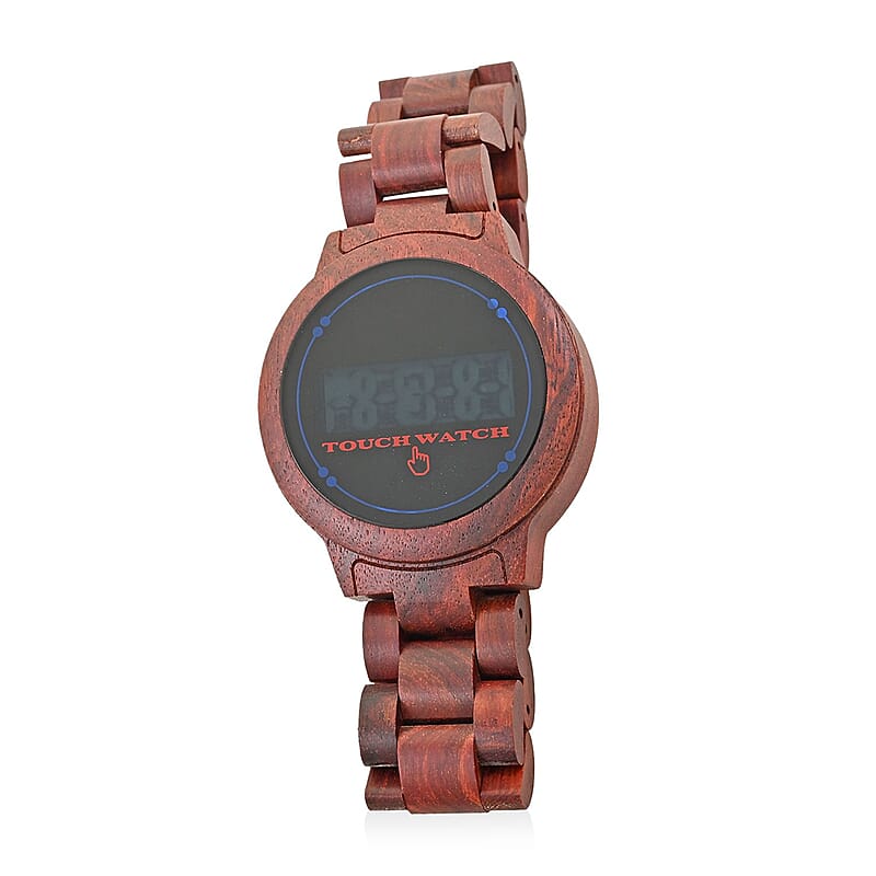Genoa Electronic Movement LED Dial Watch with Red Sandalwood Strap (44mm) (6.0-7.0 Inch)