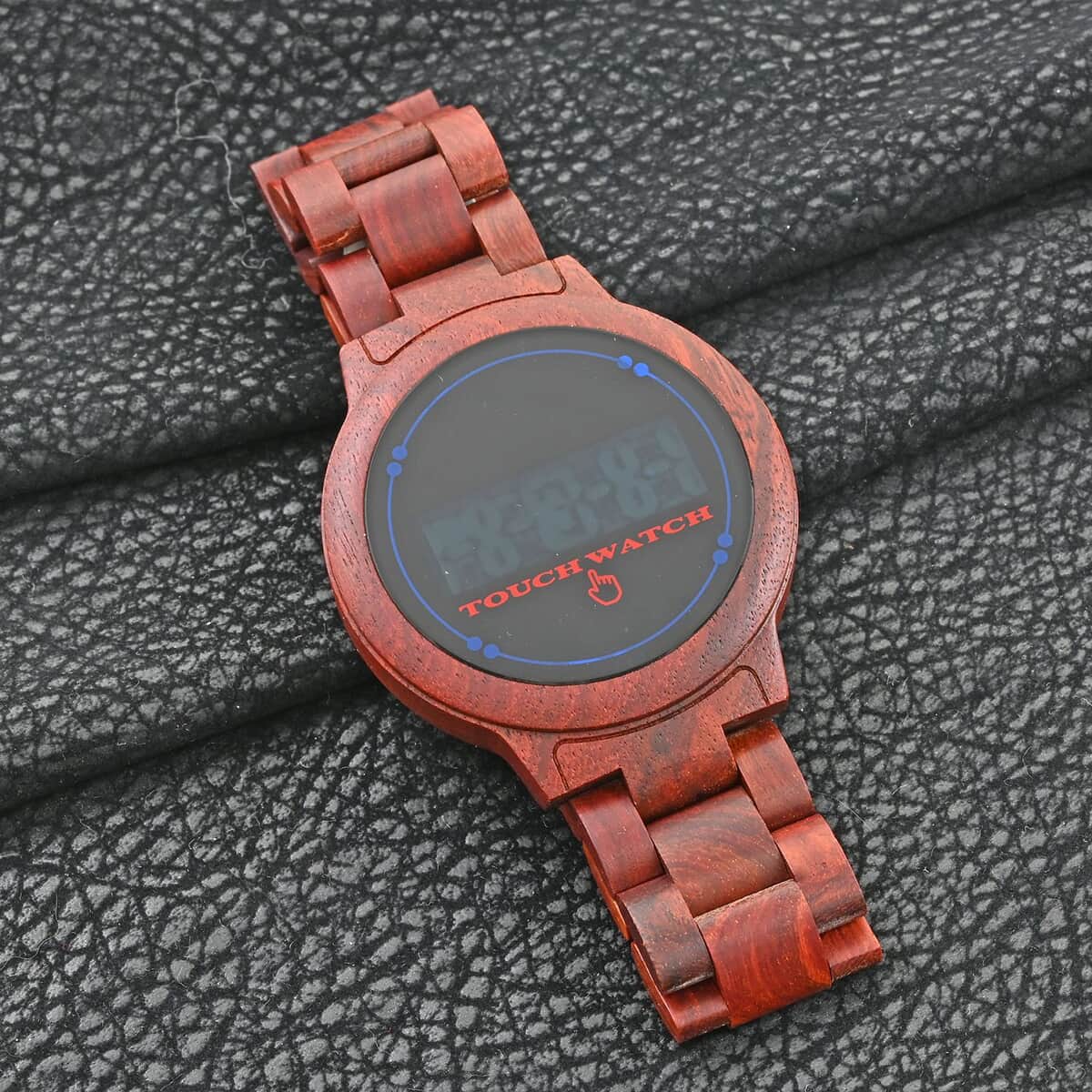 Genoa Electronic Movement LED Dial Watch with Red Sandalwood Strap (44mm) (6.0-7.0 Inch) image number 1