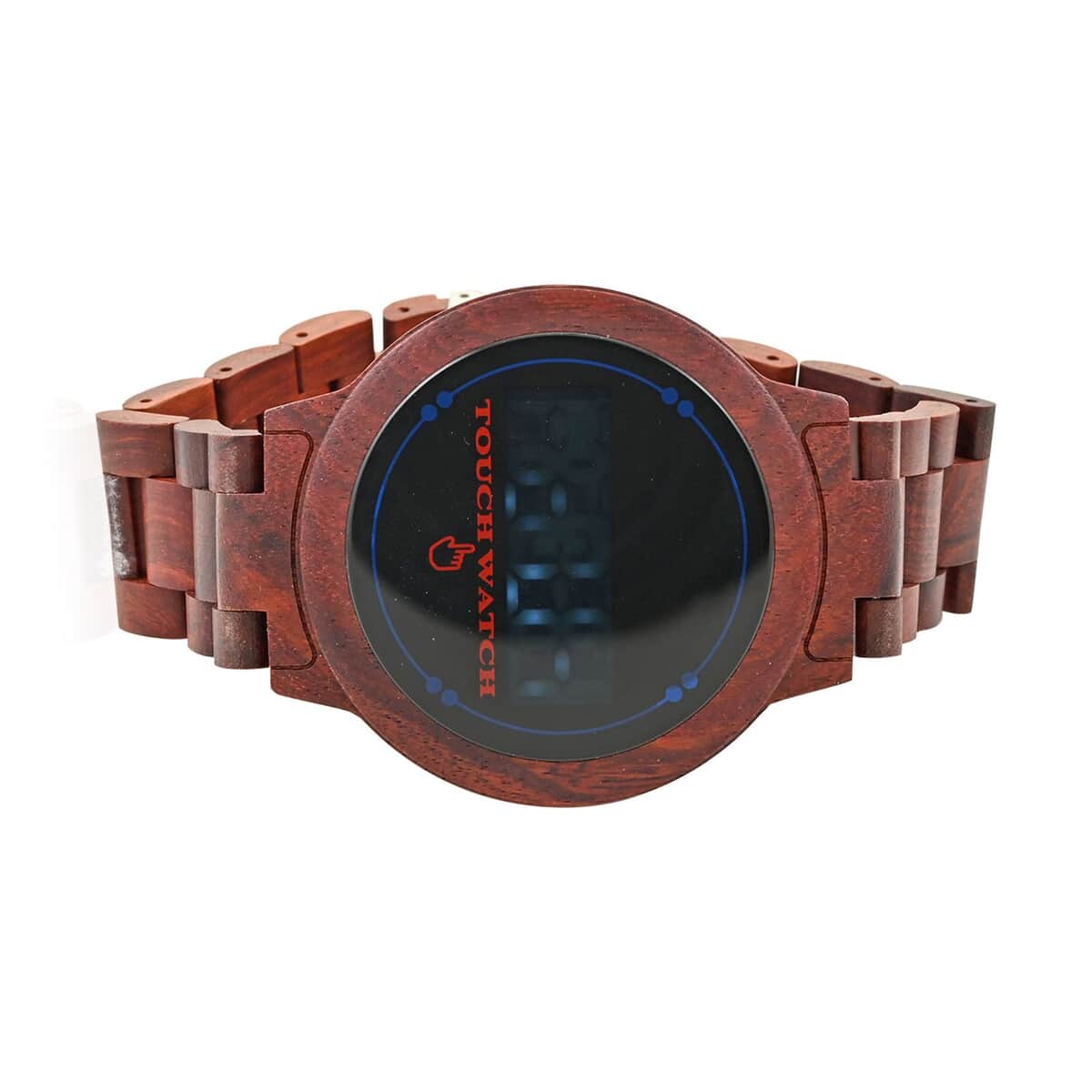 Genoa Electronic Movement LED Dial Watch with Red Sandalwood Strap (44mm) (6.0-7.0 Inch) image number 3