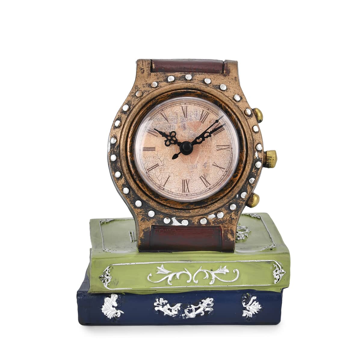 Watch Placed on Two Books Pattern Resin Clock (AA Battery Not Included) image number 0