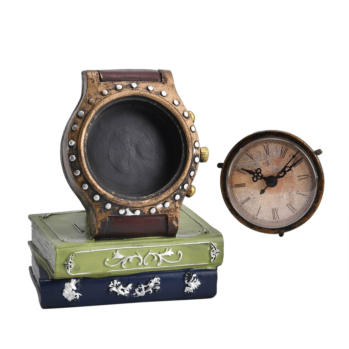 Watch Placed on Two Books Pattern Resin Clock (AA Battery Not Included) image number 4