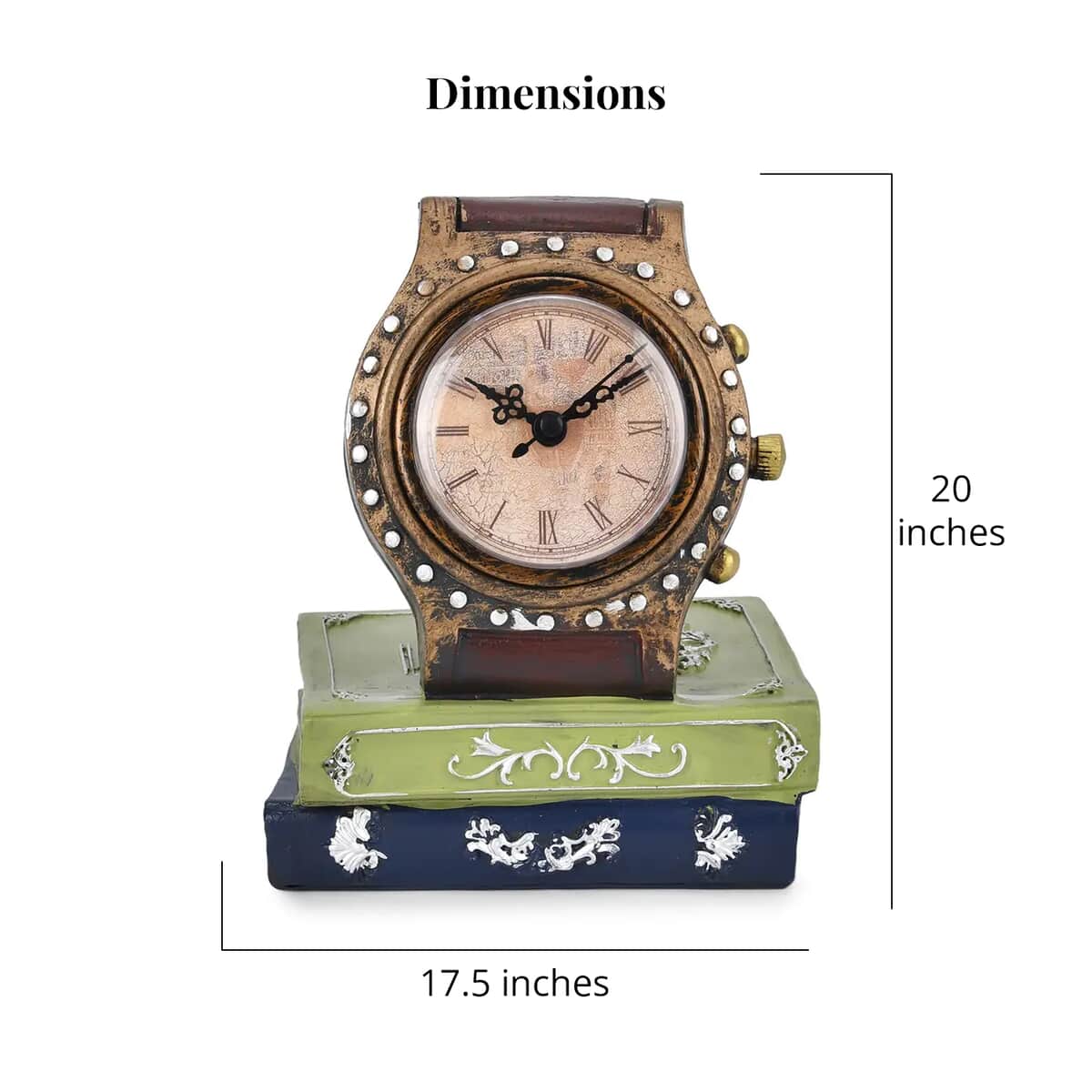 Watch Placed on Two Books Pattern Resin Clock (AA Battery Not Included) image number 6