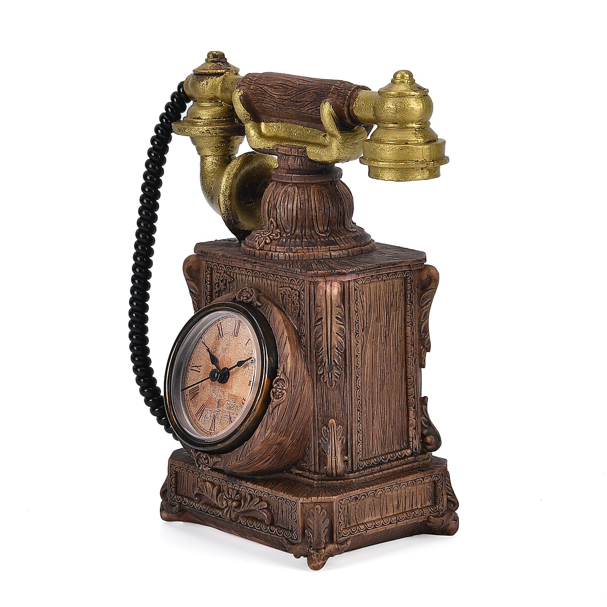 Vintage Telephone Pattern Resin Clock (AA Battery Not Included) image number 2