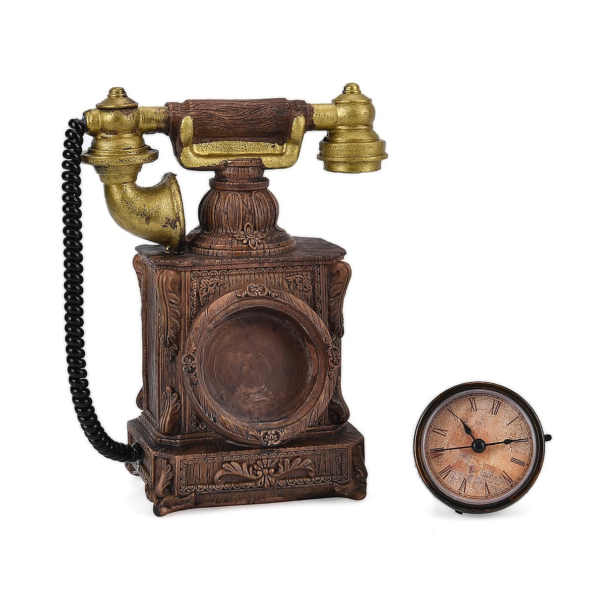 Vintage Telephone Pattern Resin Clock (AA Battery Not Included) image number 5