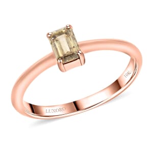 Luxoro 10K Rose Gold I3 Natural Champagne Diamond Solitaire Ring (Size 6.0) 0.50 ctw