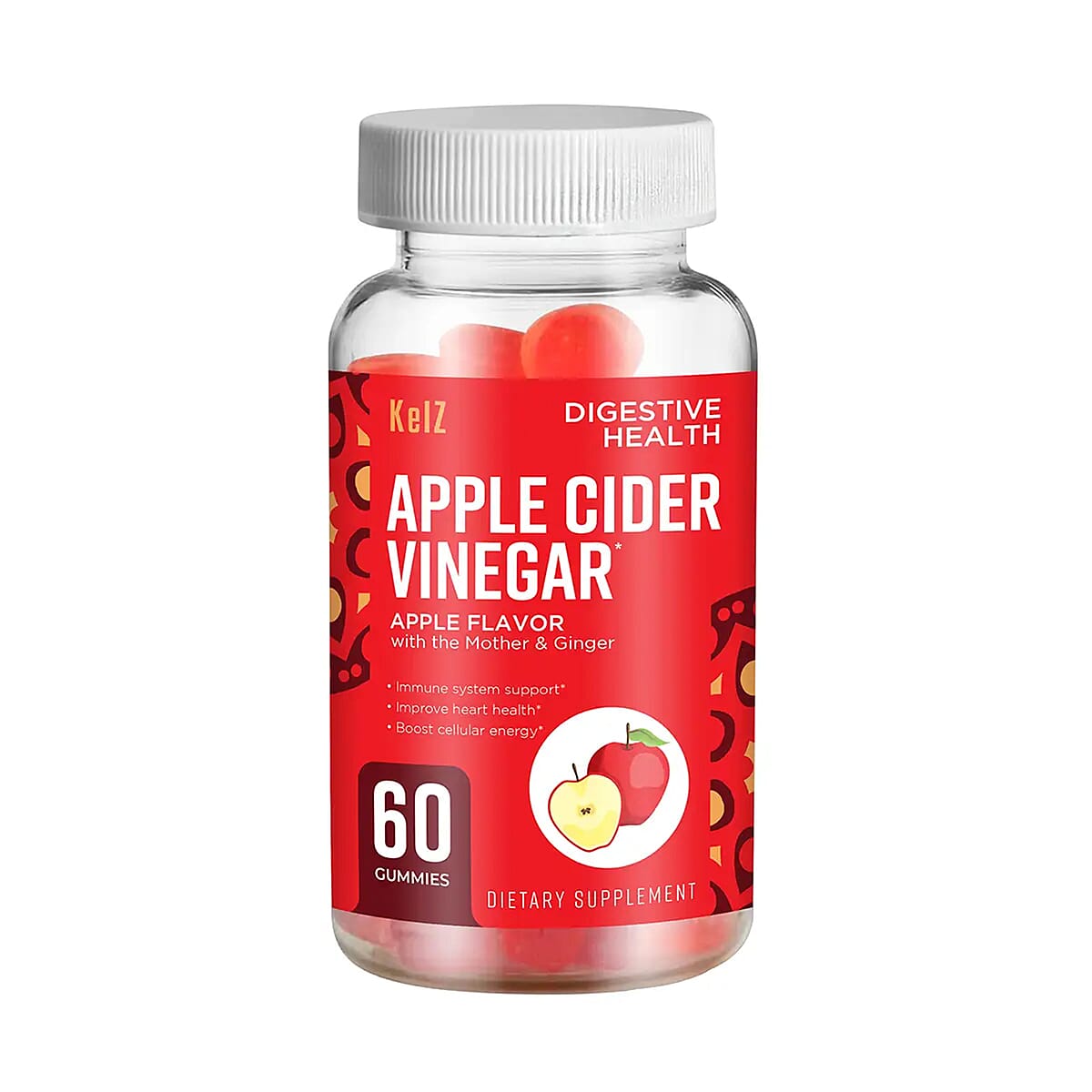 Kelz Apple Cider Vinegar Digestive Health Supplement (Mother & Ginger Extract) 60 Gummies image number 0