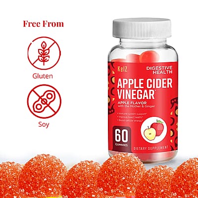 Kelz Apple Cider Vinegar Digestive Health Supplement (Mother & Ginger Extract) 60 Gummies