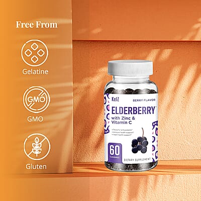 Kelz Elderberry with Zinc and Vitamin C (Berry Flavor)