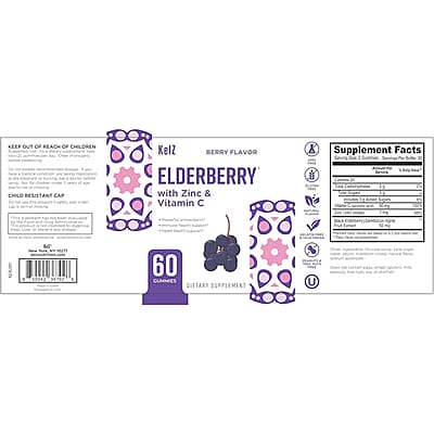 Kelz Elderberry with Zinc and Vitamin C (Berry Flavor)