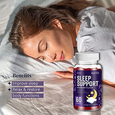 Kelz Melatonin Sleep Support Supplement (Raspberry Flavor) 60 Gummies