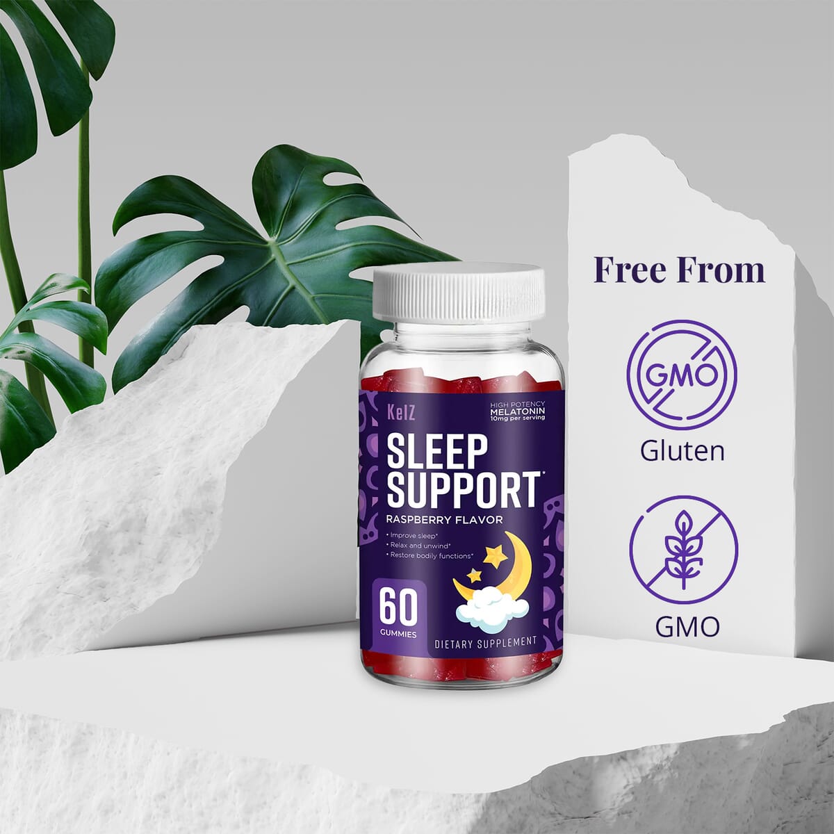 Kelz Melatonin Sleep Support Supplement (Raspberry Flavor) 60 Gummies image number 4