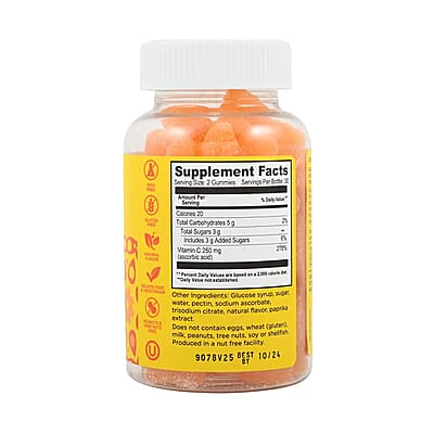 Kelz Vitamin C Immune Support Supplement (Orange Flavor) 60 Gummies