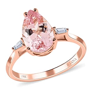 Iliana AAA Pink Morganite and G-H SI Diamond 1.90 ctw Ring, 18K Rose Gold Ring, Wedding Ring, Gold Gift For Her (Size 7)