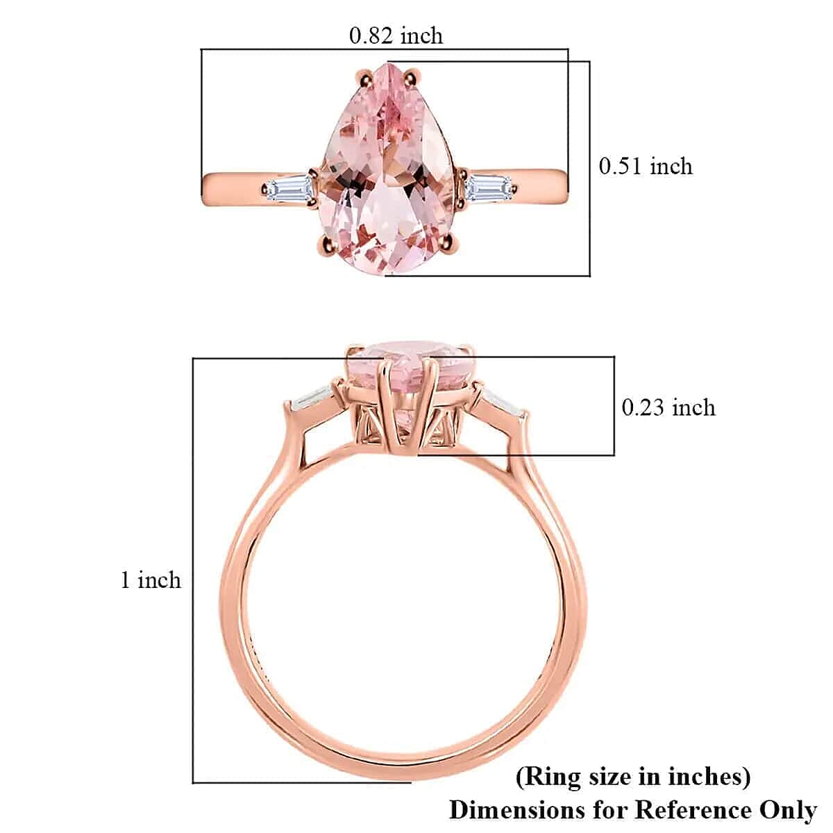 Iliana AAA Pink Morganite and G-H SI Diamond 1.90 ctw Ring, 18K Rose Gold Ring, Wedding Ring, Gold Gift For Her (Size 7) image number 6