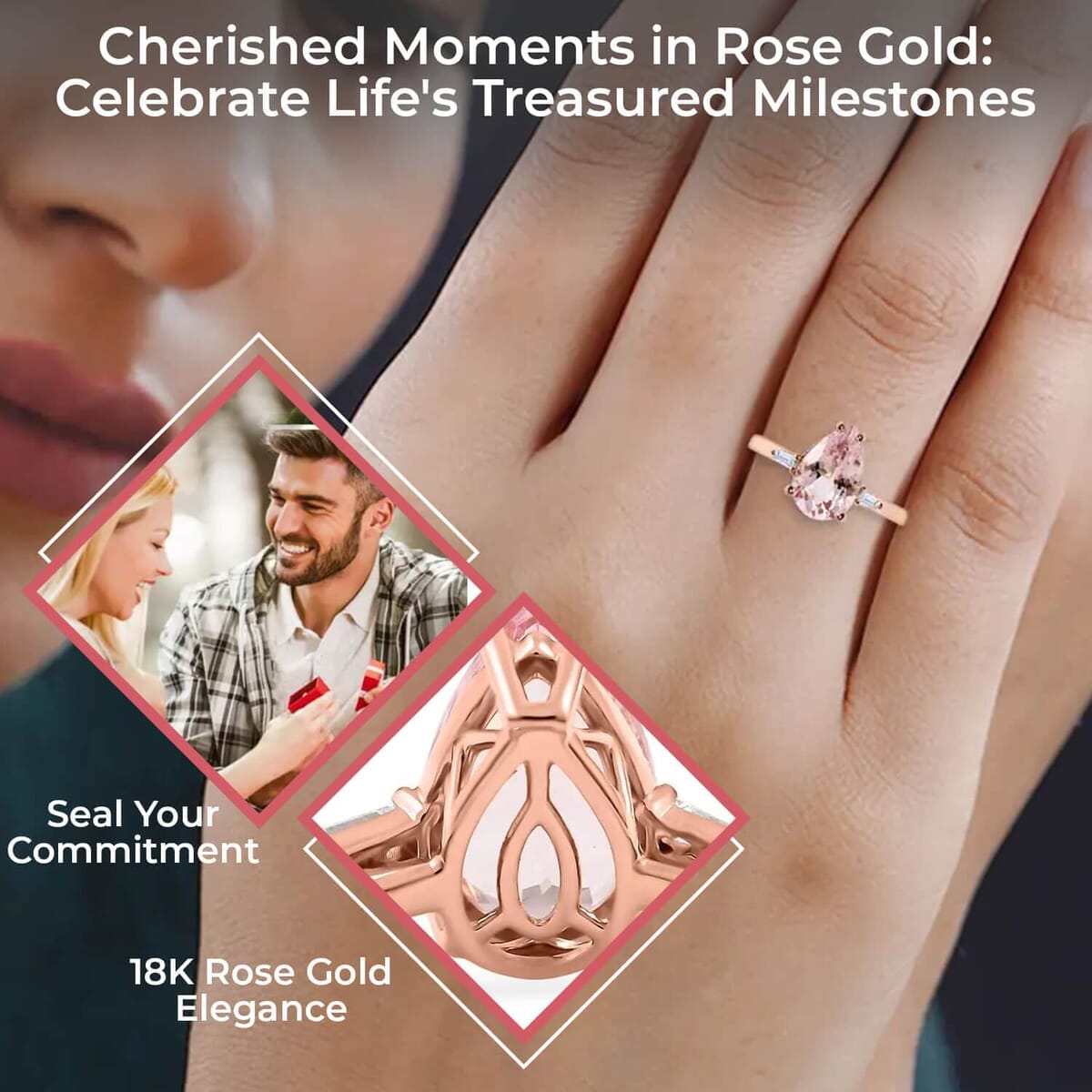 Iliana AAA Pink Morganite and G-H SI Diamond 1.90 ctw Ring, 18K Rose Gold Ring, Wedding Ring, Gold Gift For Her (Size 8) image number 2