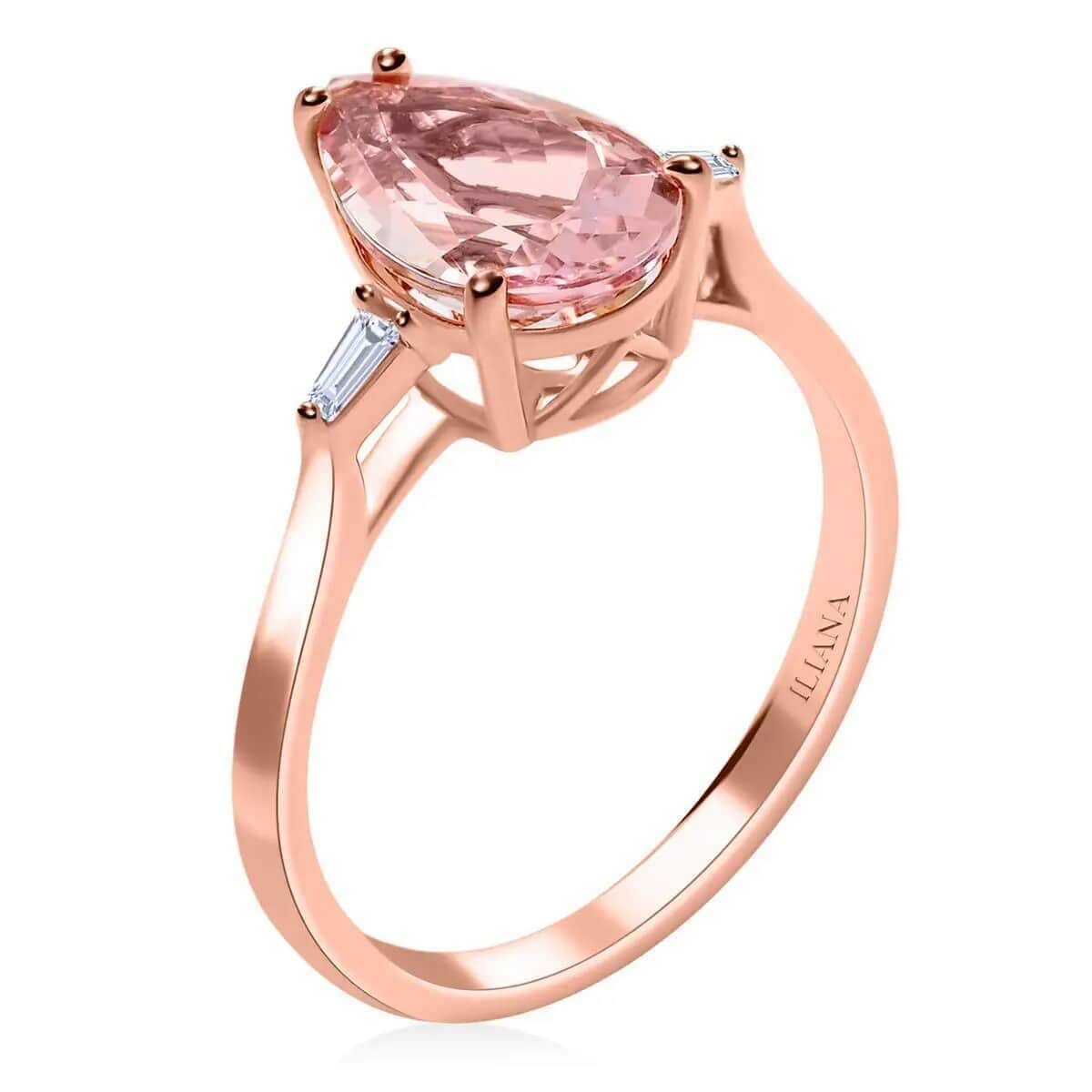 Iliana AAA Pink Morganite and G-H SI Diamond 1.90 ctw Ring, 18K Rose Gold Ring, Wedding Ring, Gold Gift For Her (Size 8) image number 3