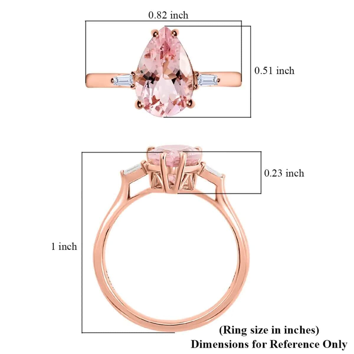 Iliana AAA Pink Morganite and G-H SI Diamond 1.90 ctw Ring, 18K Rose Gold Ring, Wedding Ring, Gold Gift For Her (Size 8) image number 6