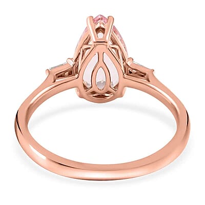Iliana AAA Pink Morganite Ring, G-H SI Diamond Accent Ring, 18K Rose Gold Ring, Wedding Ring, Gold Gift For Her  1.90 ctw (Size 11)