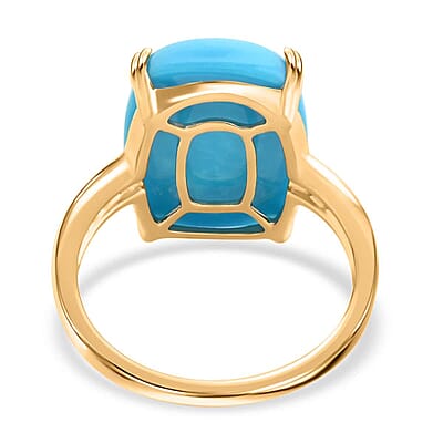 Certified & Appraised Luxoro 14K Yellow Gold AAA Sleeping Beauty Turquoise and Diamond G-H I2 Ring (Size 11.0) 8.35 ctw
