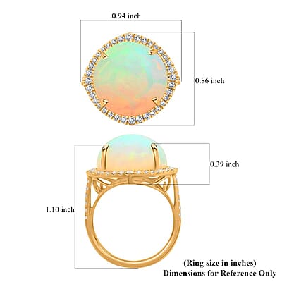Certified & Appraised Iliana 18K Yellow Gold AAA Ethiopian Welo Opal and G-H SI Diamond Ring (Size 11.0) 4.50 Grams 10.20 ctw