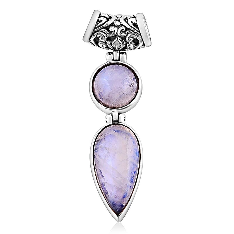 Bali Legacy Premium Rainbow Moonstone Pendant without Chain in Sterling Silver 11.25 ctw