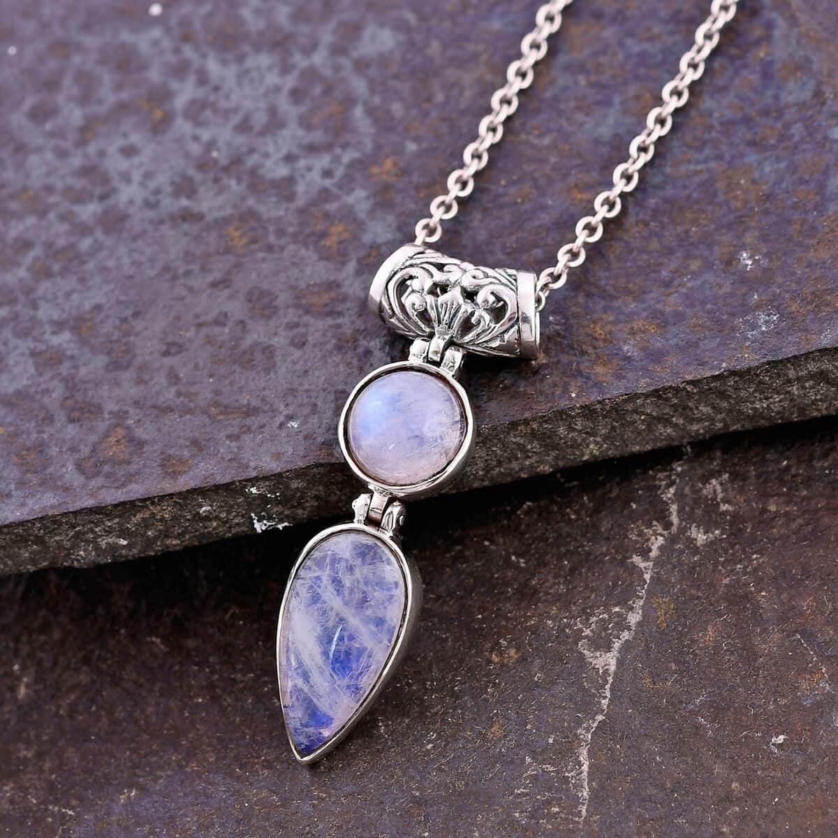 Bali Legacy Premium Rainbow Moonstone Pendant in Sterling Silver 11.25 ctw image number 1