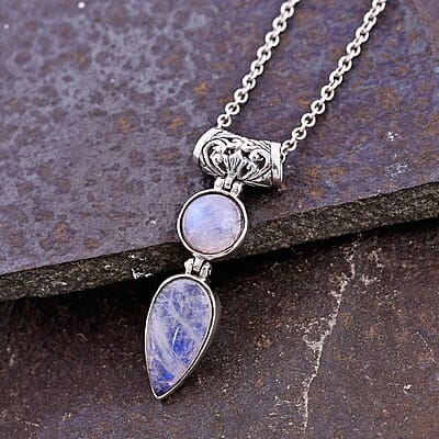 Bali Legacy Premium Rainbow Moonstone Pendant without Chain in Sterling Silver 11.25 ctw