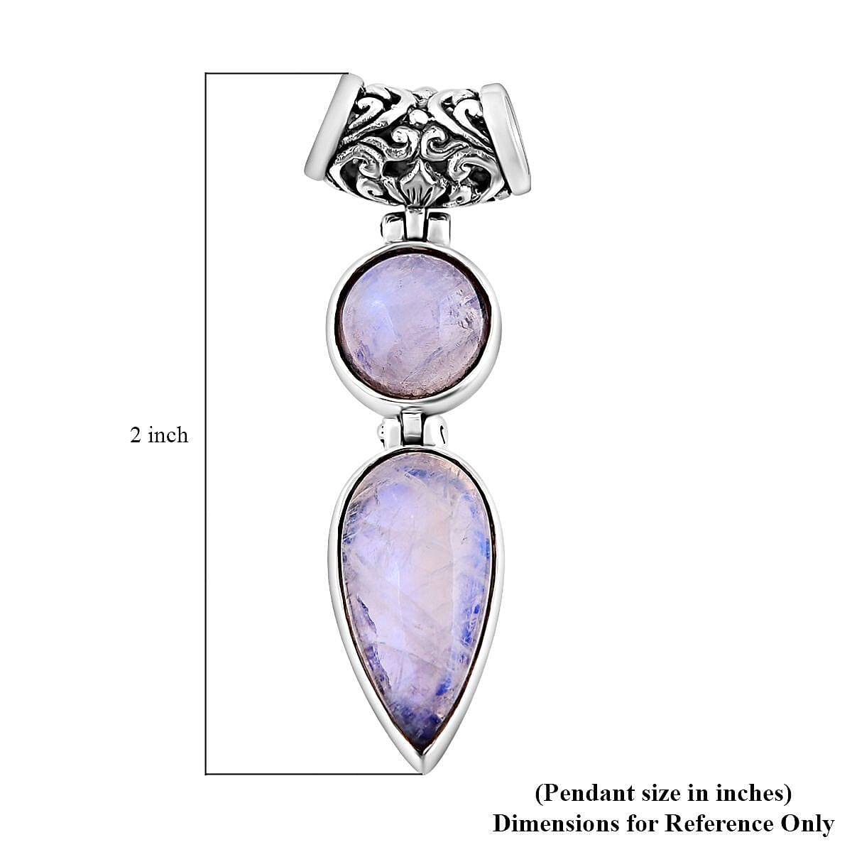 Bali Legacy Premium Rainbow Moonstone Pendant without Chain in Sterling Silver 11.25 ctw