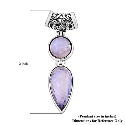 Bali Legacy Premium Rainbow Moonstone Pendant without Chain in Sterling Silver 11.25 ctw