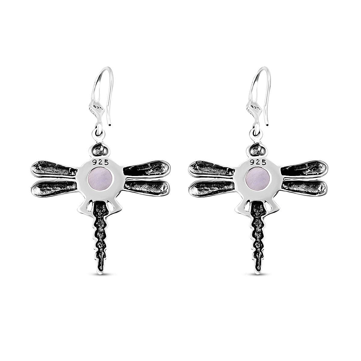 Bali Legacy Premium Rainbow Moonstone Dragonfly Earrings in Sterling Silver 8.85 ctw