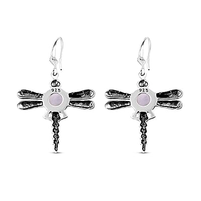 Bali Legacy Premium Rainbow Moonstone Dragonfly Earrings in Sterling Silver 8.85 ctw